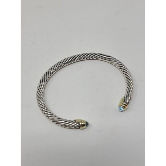 David Yurman Sterling Silver Topaz Cable Classic Cuff - Picture 9 of 10